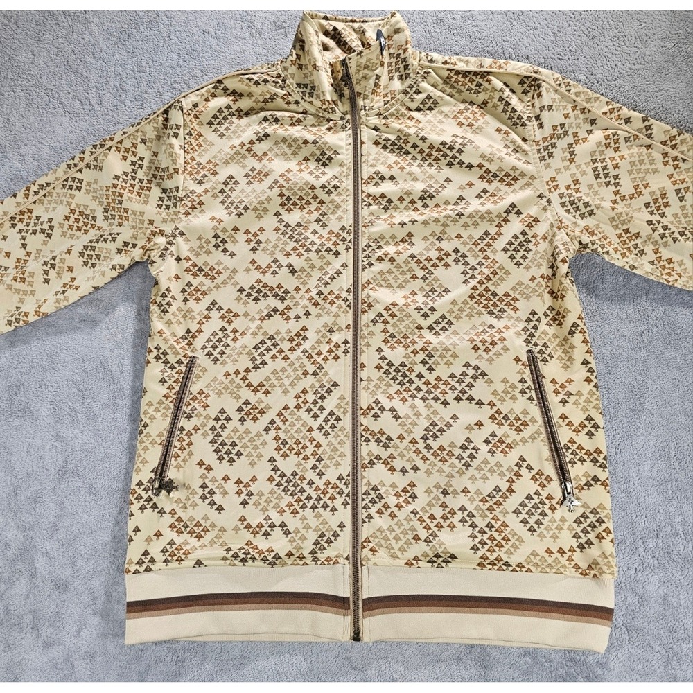 Vintage LRG Lifted Research Group Track Jacket Tan Brown All Over Print Size M - Picture 12 of 12